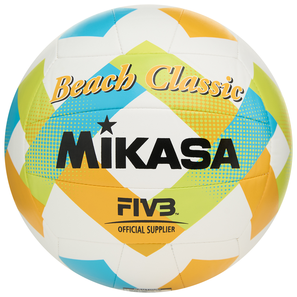 Мяч вол. пляжн. MIKASA BV543C-VXA-LG, 18 панелей, синт.кожа (ТПУ), маш.сш., бут.кам, мультиколор