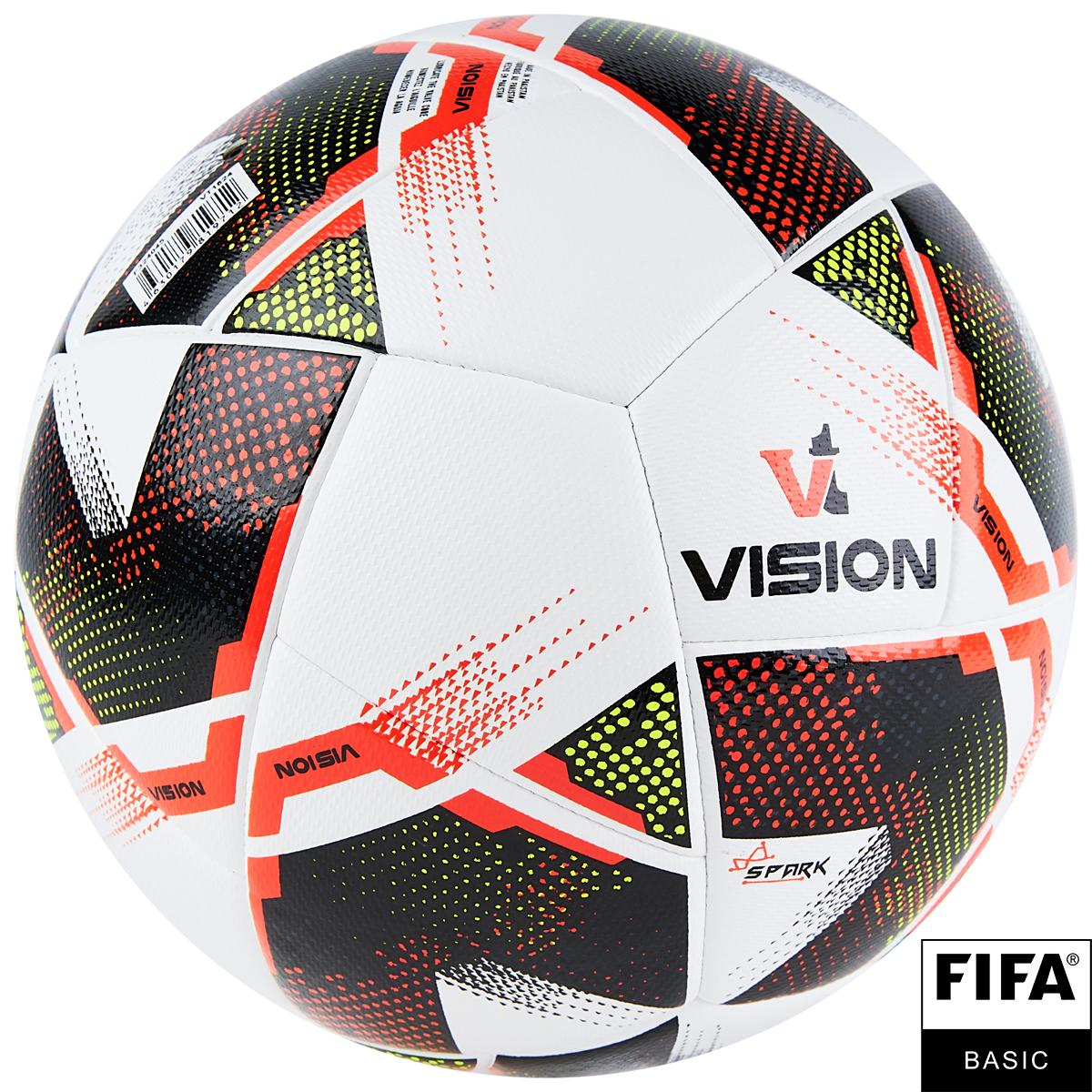 Мяч футб. VISION Spark, F324045, р.5, FIFA Basiс, 24 пан,ПУ,2 подкл.слой,гибрид.сшив,бело-мультикол