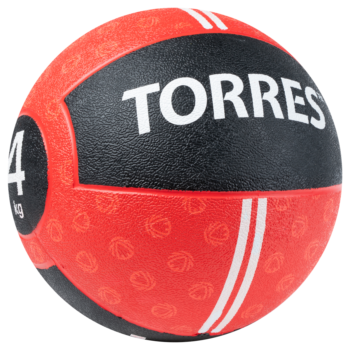 Медбол TORRES 4 кг, AL00234 резина, диаметр 22,9 см, красно-черный