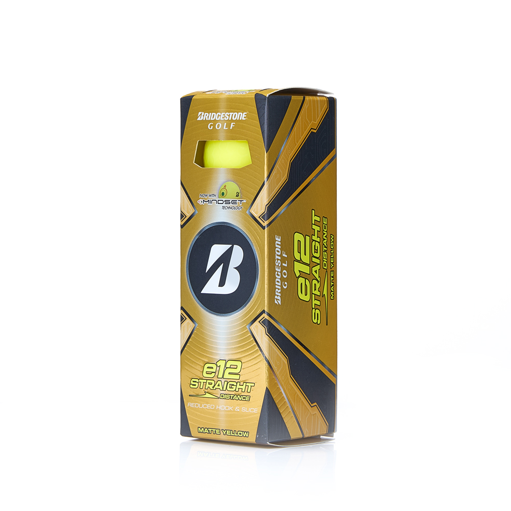Мяч для гольфа Bridgestone e12 Straight Matte Yellow, BGB5CYX, 3 шт/уп, желтый