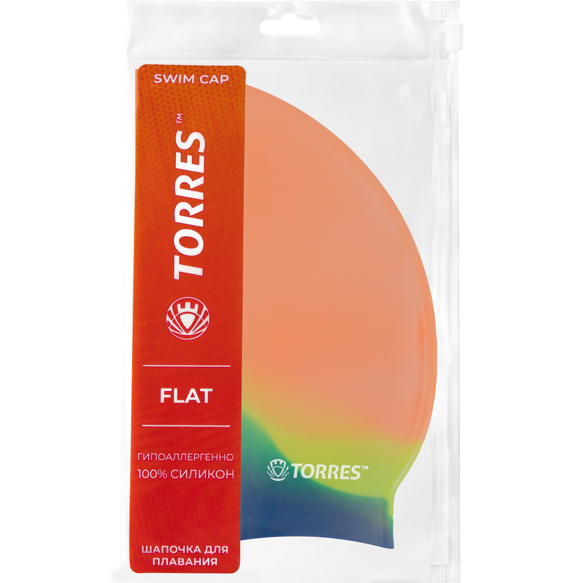 Шапочка для плав. TORRES Flat, SW-12202MG, оранжевый мультиколор, силикон