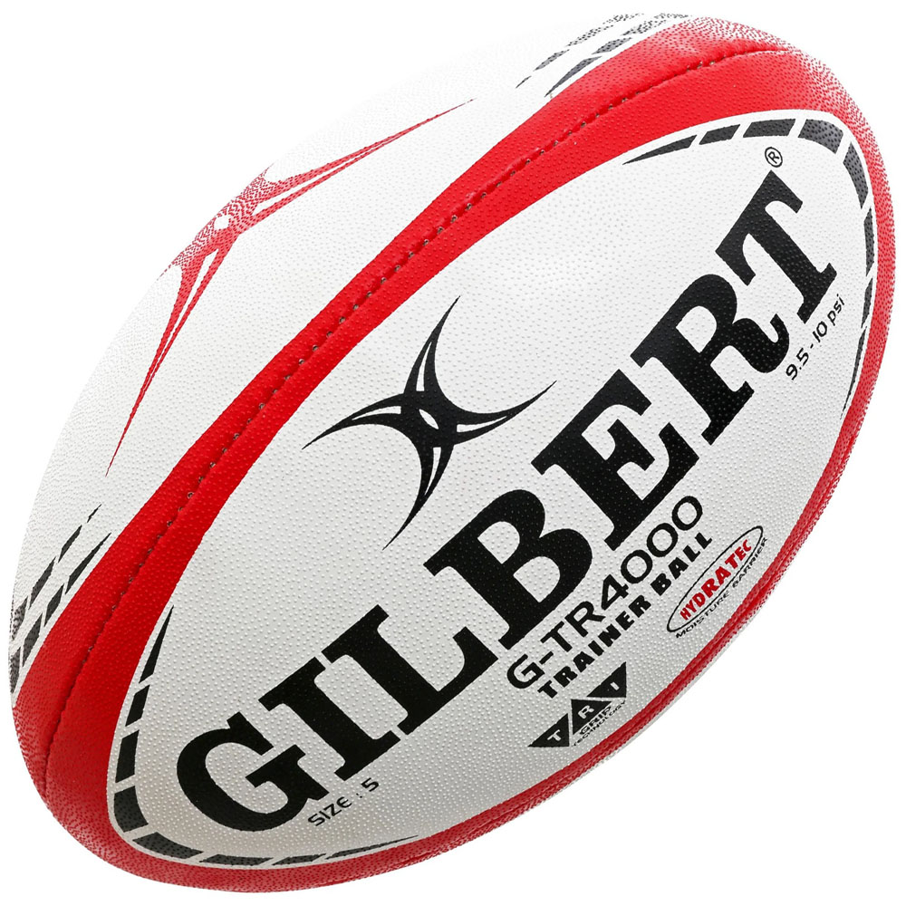 Мяч для регби GILBERT G-TR4000, 42097805, р.5, резина, ручная сшивка, бело-красно-черный