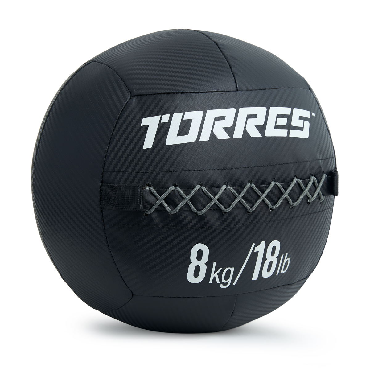 Медбол TORRES 8 кг, AL31258, ПВХ/ПУ, диаметр 35 см, черный