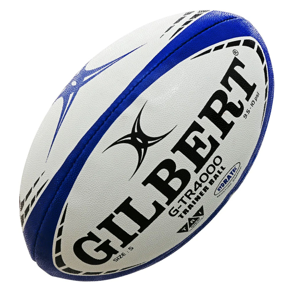 Мяч для регби GILBERT G-TR4000, 42098105, р.5, резина, ручная сшивка, бело-черно-синий