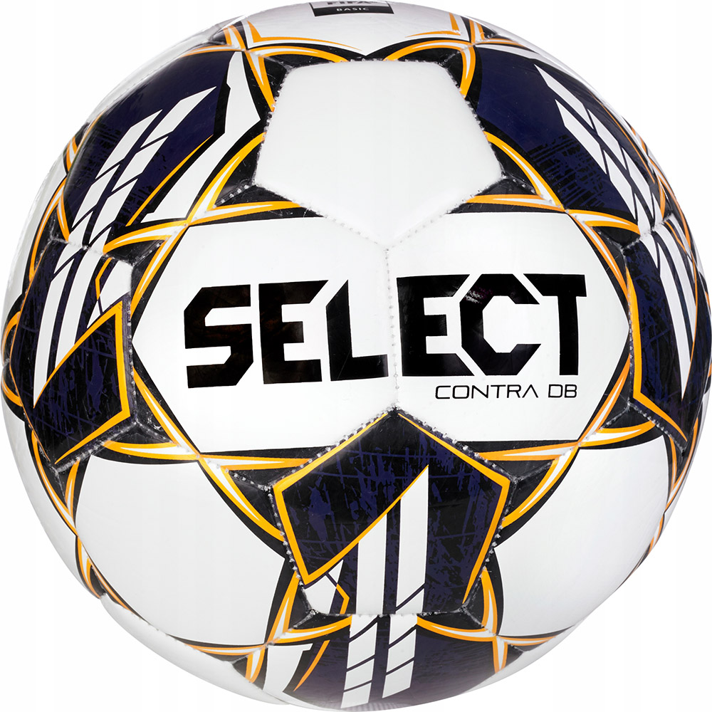 Мяч футб. SELECT Contra DB v23, 0855160600, р.5, FIFA Basic, 32 пан, ПУ, гибр.сш, бело-чер-желтый