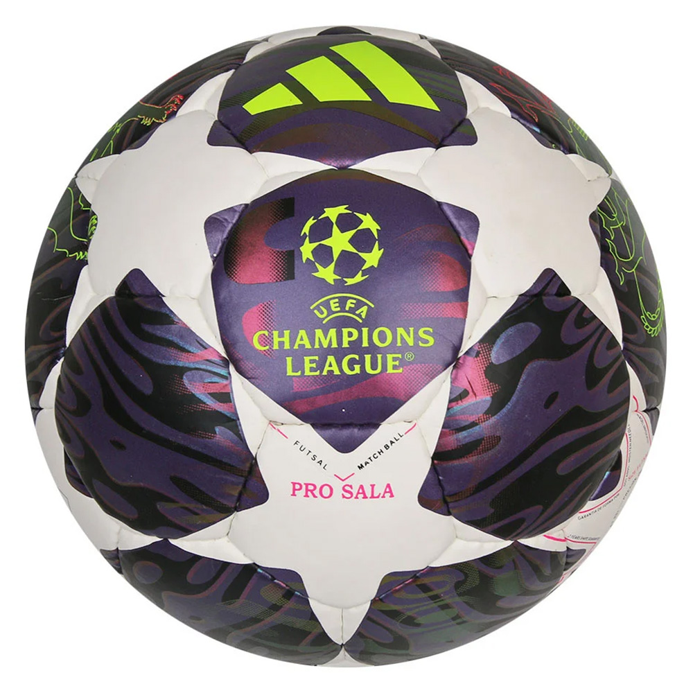 Мяч футзал. ADIDAS UCL Pro Sala JX9102, р.4, FIFA Quality Pro, 32п, ПУ, руч.сш, бело-фиолетовый