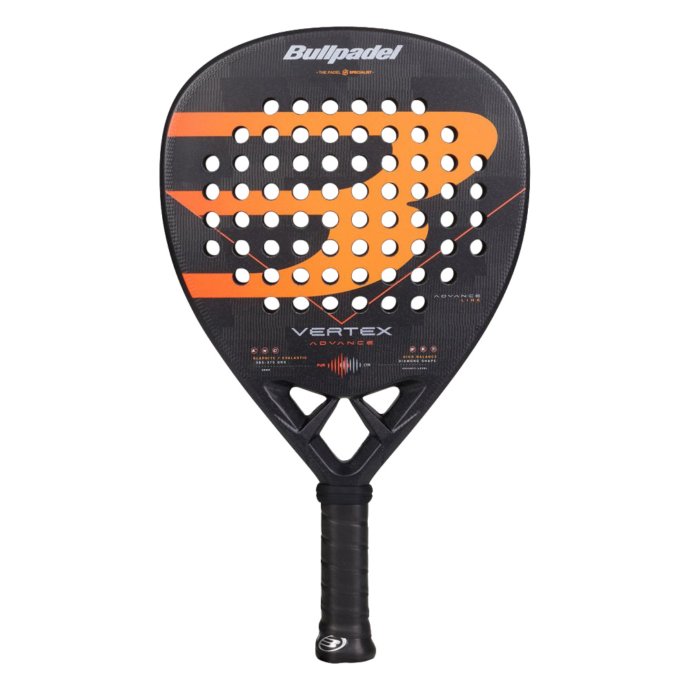 Ракетка для падела BULLPADEL Vertex Advance, 494414, для проф. и любителей, карбон, черно-оранжевый