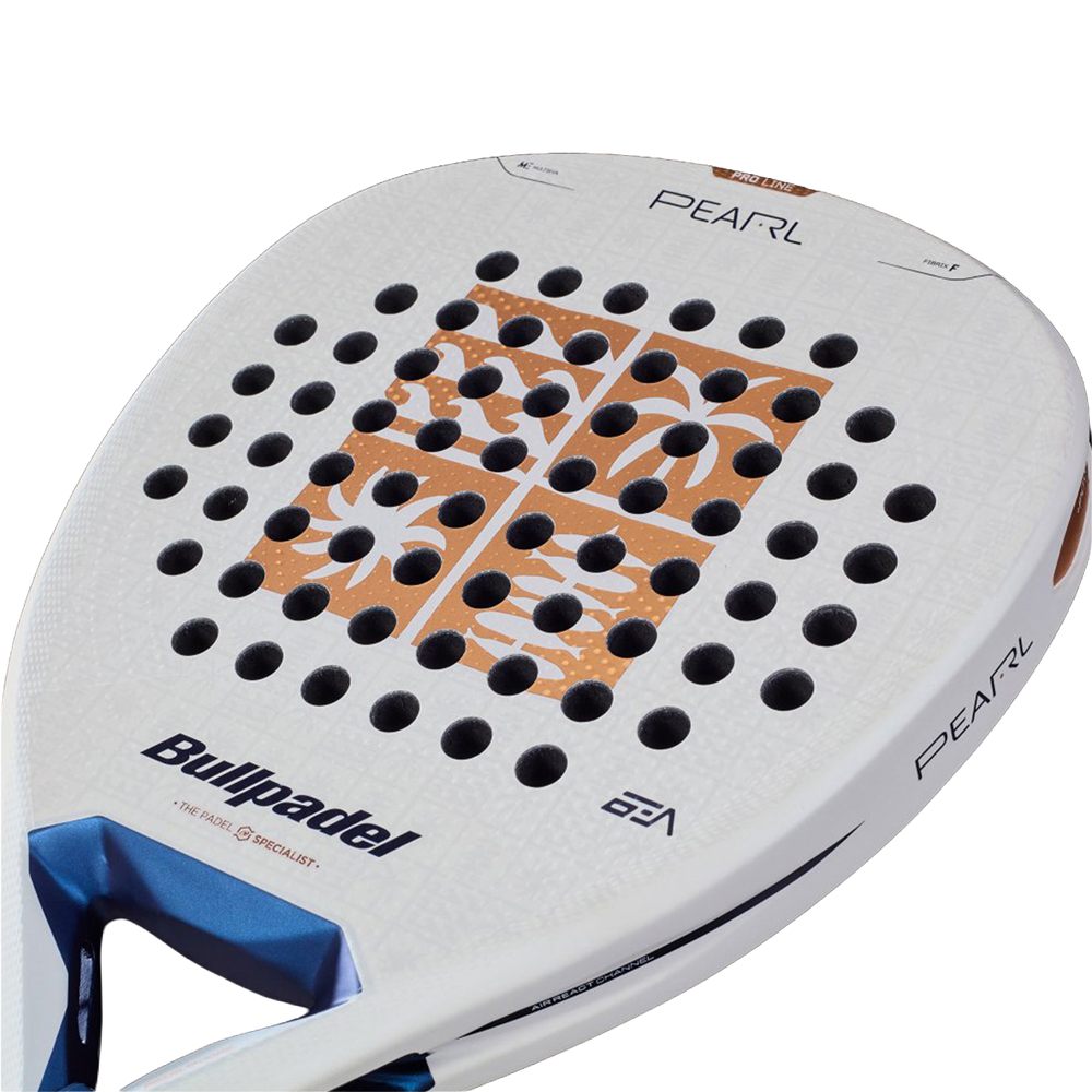 Ракетка для падела BULLPADEL Pearl 27, 497249, для проф-в, стекловолокно,карбон, бело-золотистый