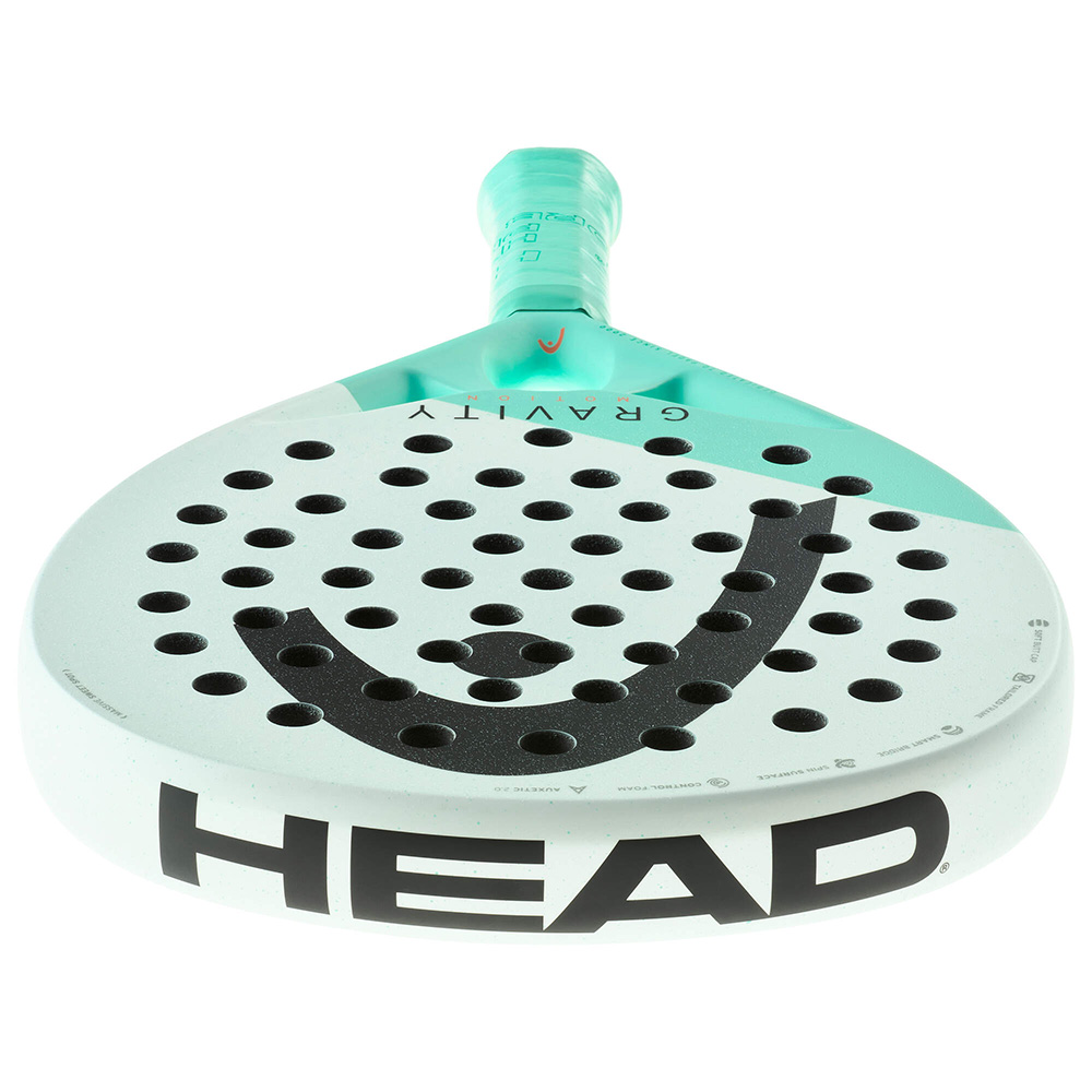 Ракетка для падела HEAD Gravity Motion, 224014, для продвинутых игроков, карбон, бело-бирюзовый