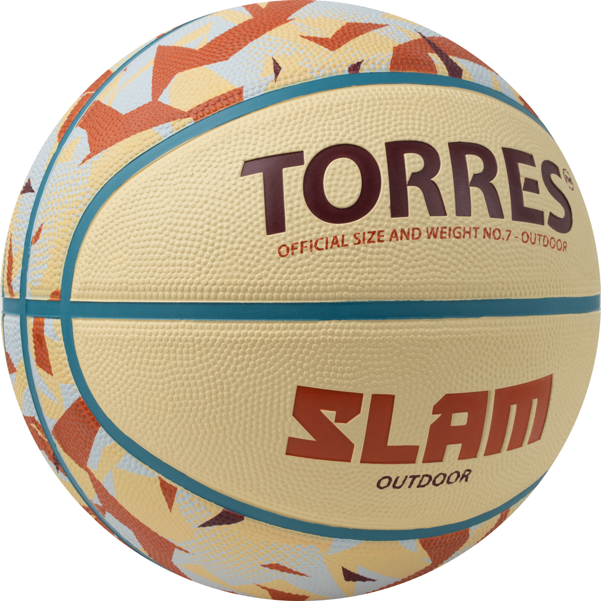 Мяч баск. TORRES Slam, B023147, р.7, резина, нейлон. корд, бут. кам, бежево-коричневый