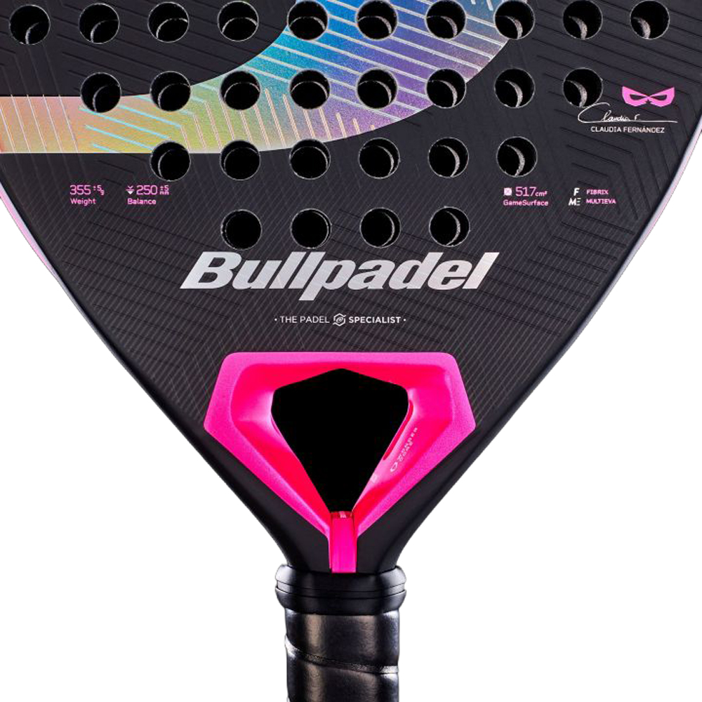 Ракетка для падела BULLPADEL Wonder 27, 497250, для продв.игроков, стекловолокно, карбон, черно-роз