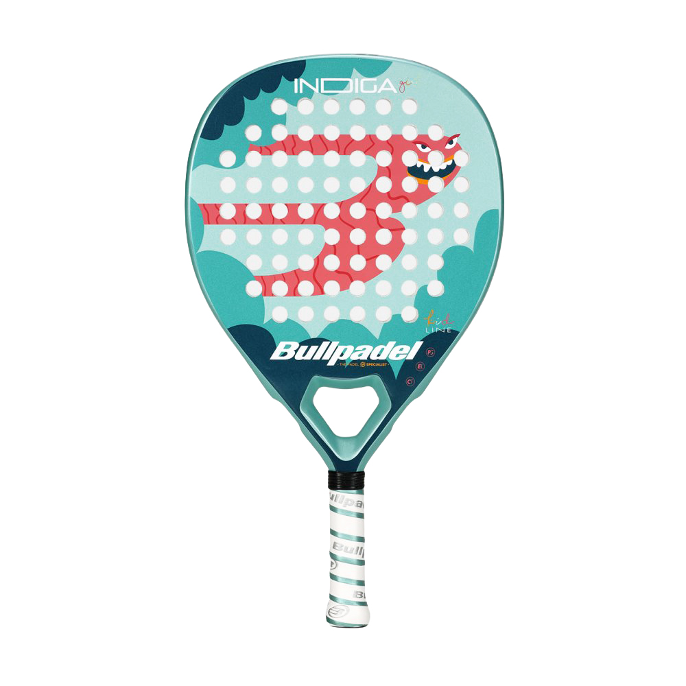 Ракетка для падела BULLPADEL Indiga Jr Girl 26, 494423, для начинающих, стекловолокно, бирюз-коралл