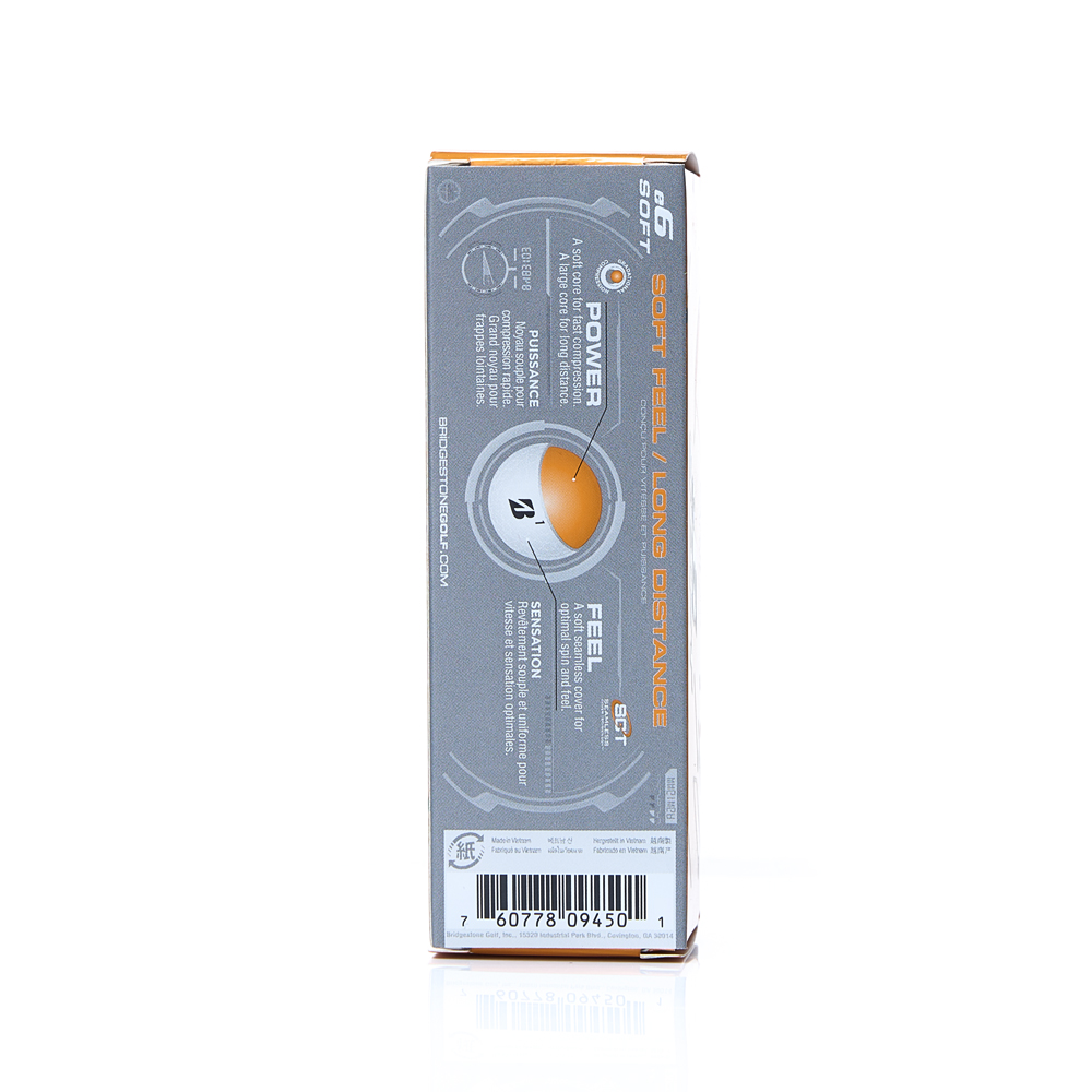 Мяч для гольфа Bridgestone 25 e6 Soft White, BGB5AWX, 3 шт/уп, белый
