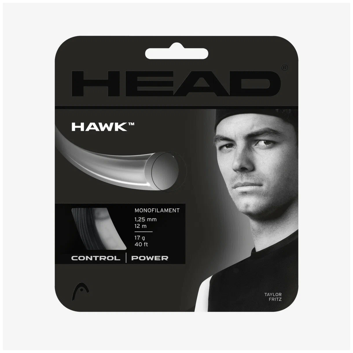 Струна теннисная HEAD Hawk 16, 281103-BK, 12м, черный