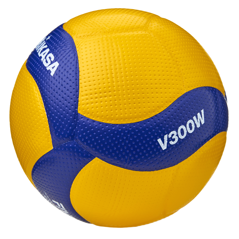Мяч вол. MIKASA V300W, р.5, FIVB Appr, 18 пан, синт.кожа (микрофиб), клееный, бут.кам, желто-синий