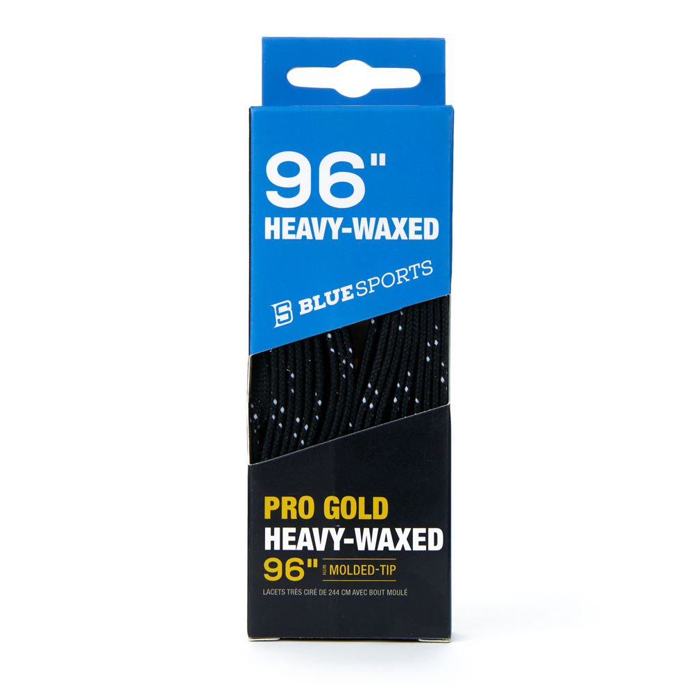 Шнурки для коньков Blue Sports Pro Gold Heavy Waxed, 903008-BKWH-249, полиэстер, 249см, черно-белый