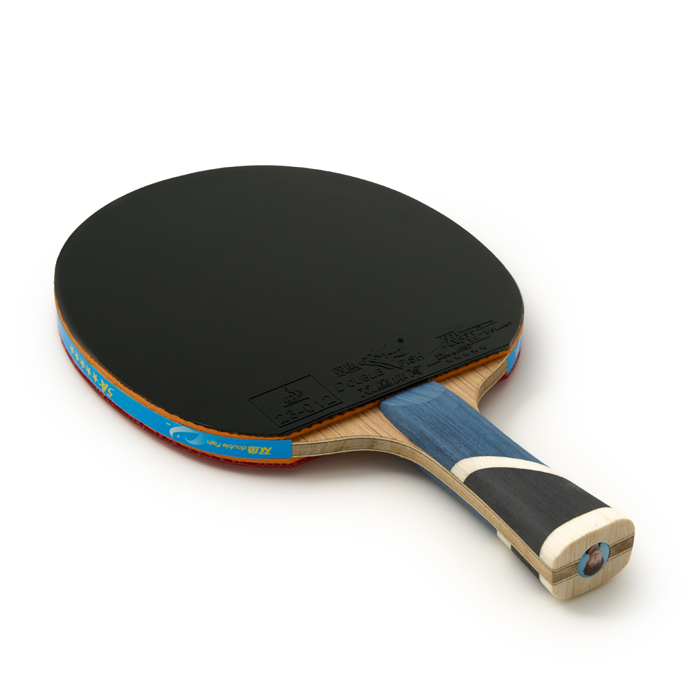 Ракетка для н/т DOUBLE FISH 5A+C, для продвин, ITTF Appr, накл. 2,1 мм, конич. ручка+ 2 мяча V40+мм