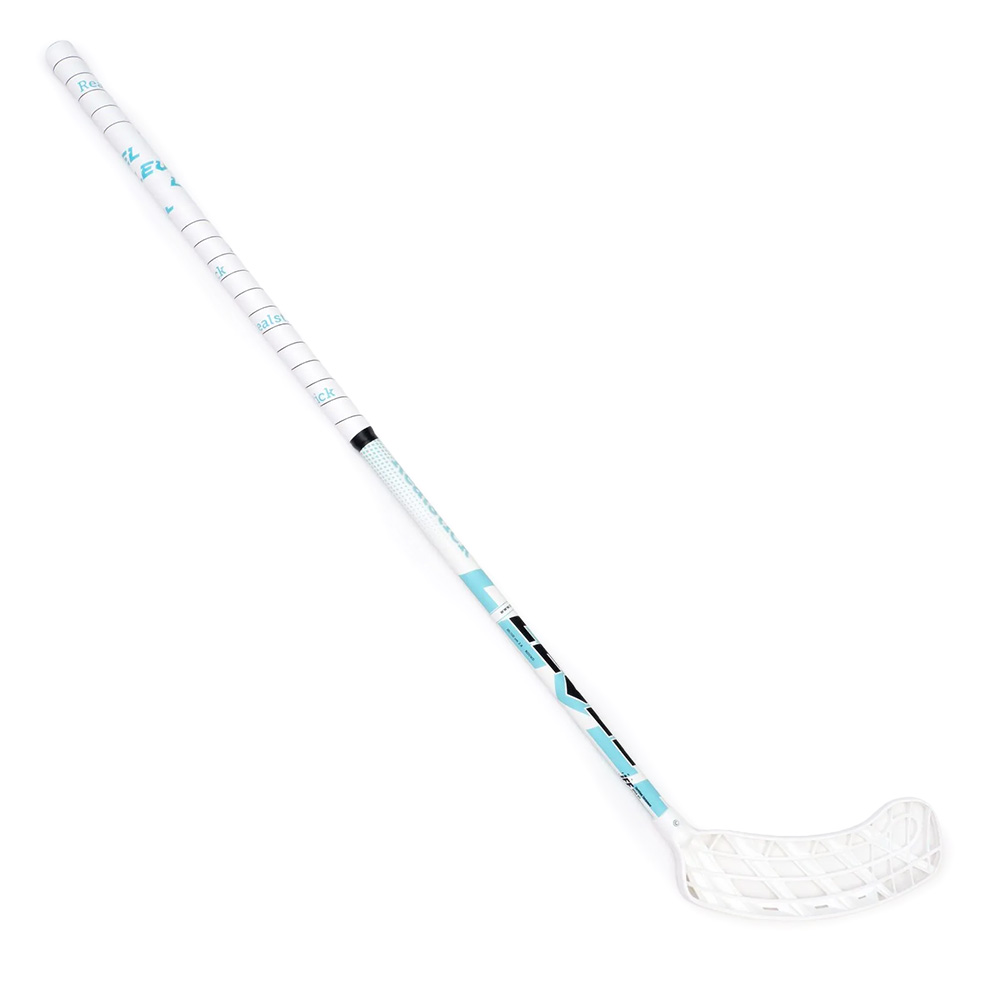 Клюшка для флорбола RealStick LEVEL 2.8, MR-KF-L95, IFF, 95см, лев. крюк, композит, бело-голубой