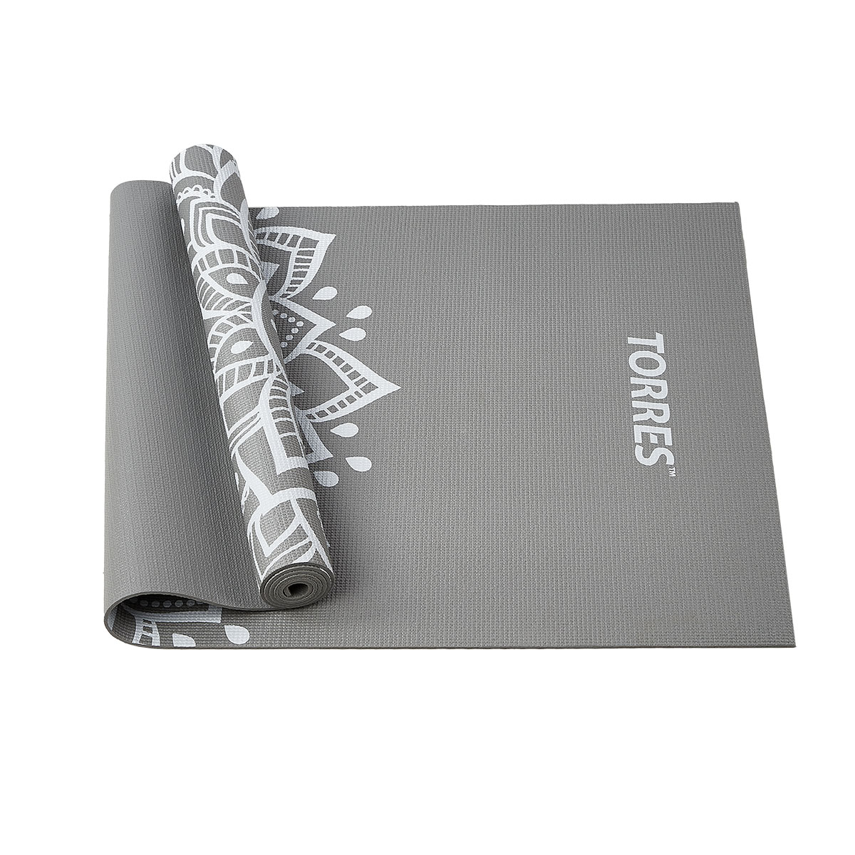 Коврик для йоги TORRES Relax 4, YL12224G, PVC 4 мм, нескользящее покрытие, серый