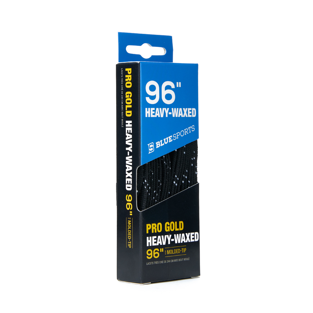 Шнурки для коньков Blue Sports Pro Gold Heavy Waxed, 903008-BKWH-249, полиэстер, 249см, черно-белый