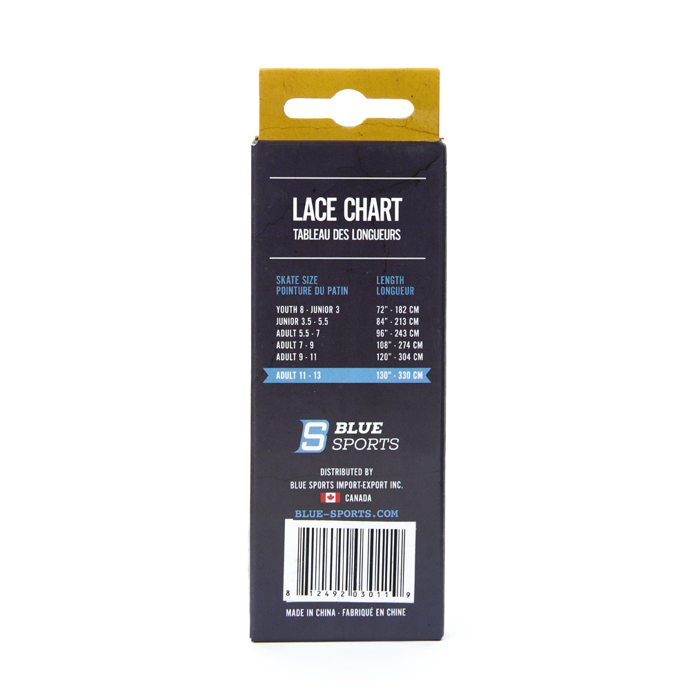 Шнурки для коньков Blue Sports Pro Gold Heavy Waxed, 903011-BKWH-330, полиэстер, 330см, черно-белый