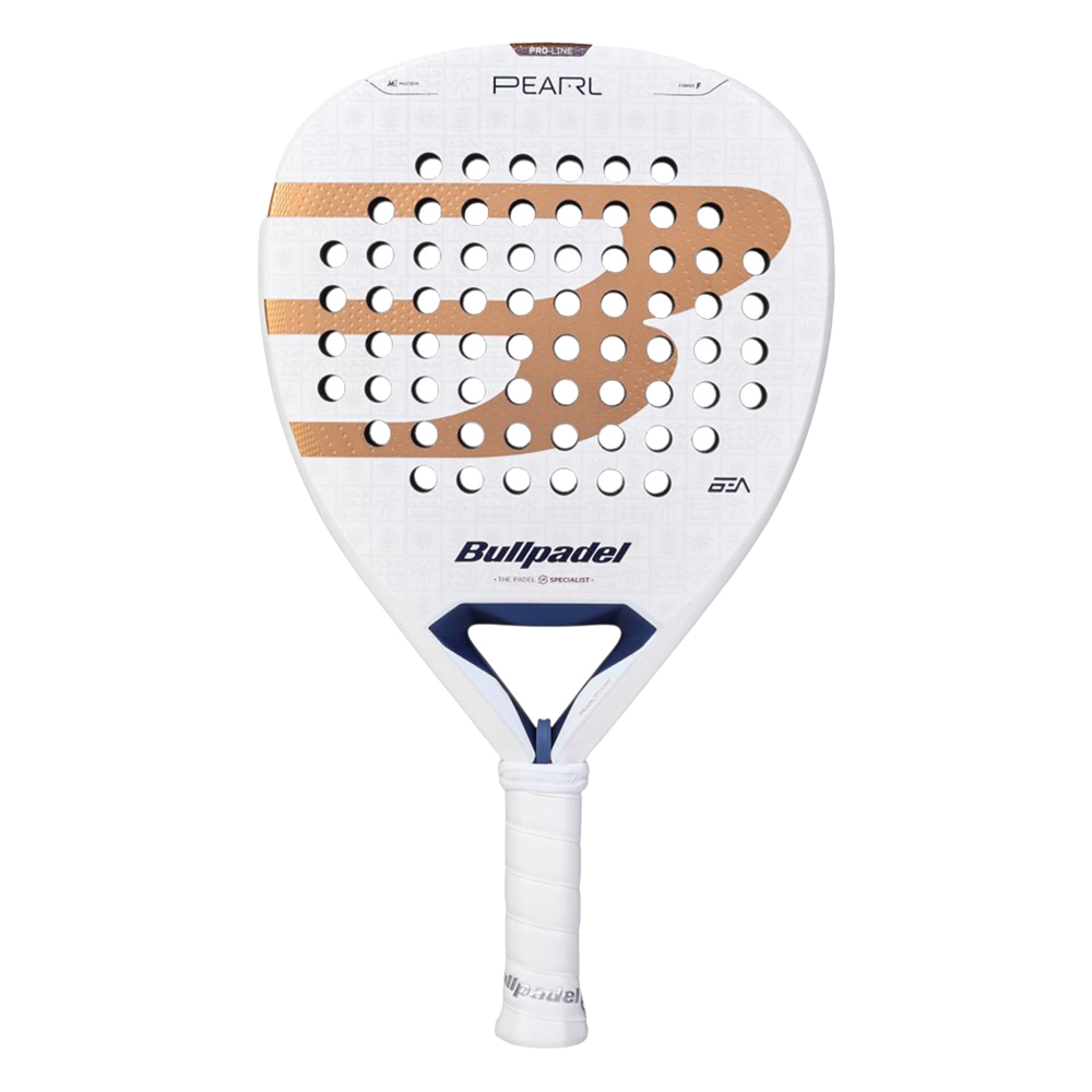 Ракетка для падела BULLPADEL Pearl 27, 497249, для проф-в, стекловолокно,карбон, бело-золотистый