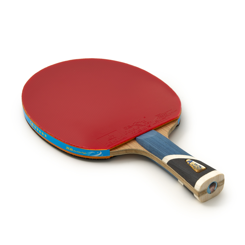 Ракетка для н/т DOUBLE FISH 5A+C, для продвин, ITTF Appr, накл. 2,1 мм, конич. ручка+ 2 мяча V40+мм