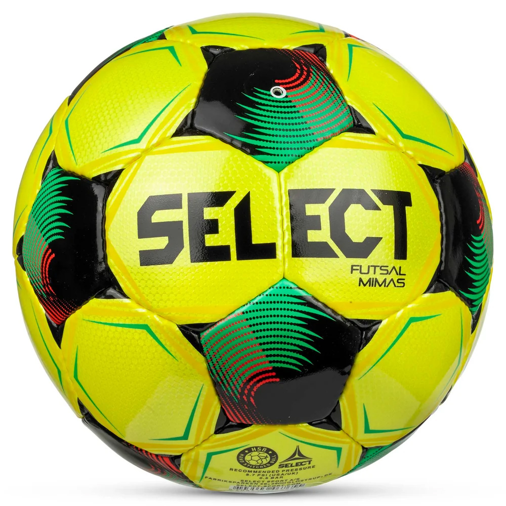 Мяч футзал. SELECT Futsal Mimas V26, 1053471007, р.4,FIFA Basic, 32п, ПУ, руч.сш, желто-зелено-черн.