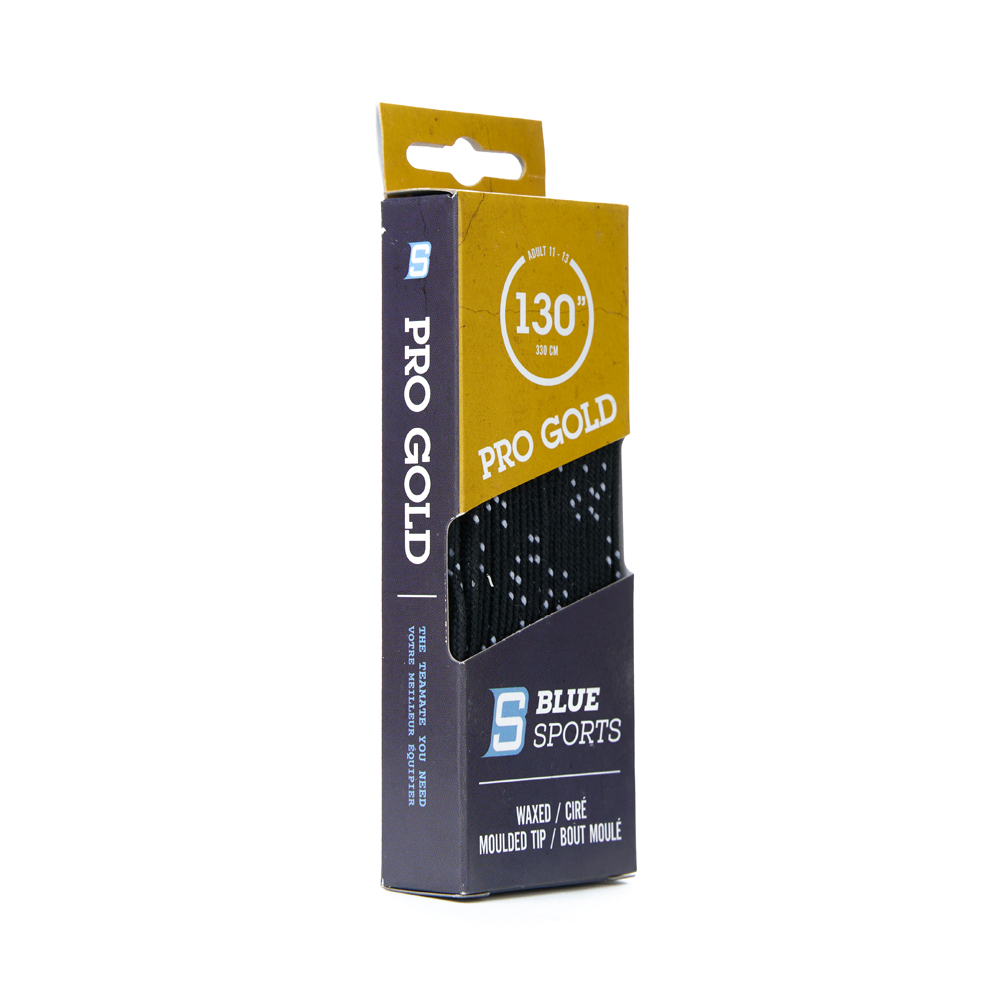 Шнурки для коньков Blue Sports Pro Gold Heavy Waxed, 903011-BKWH-330, полиэстер, 330см, черно-белый