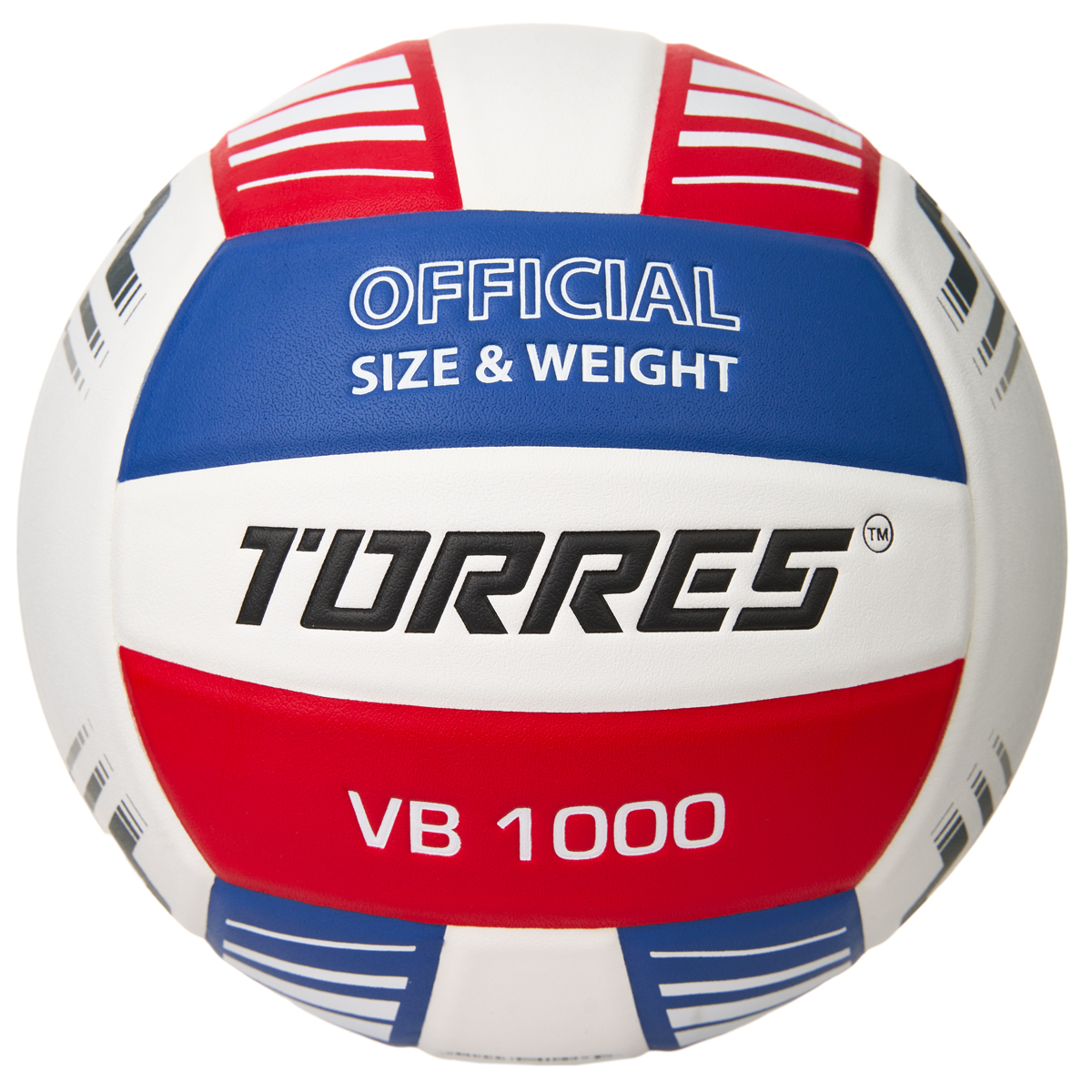Мяч вол. TORRES VB 1000, V32415, р.5, синт.кожа (микрофибра), клееный, бут.кам, бел-син-красный