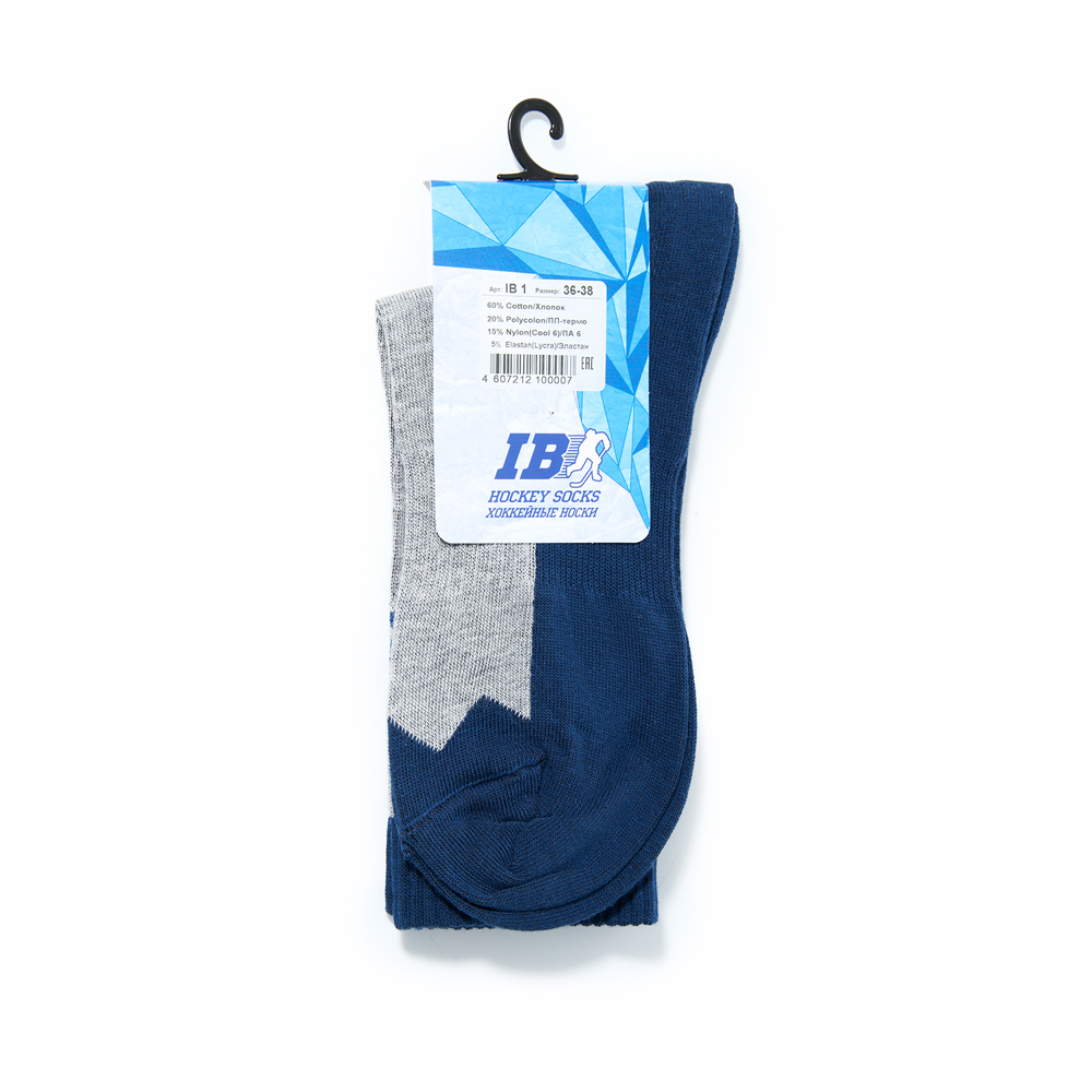 Носки тонкие IB Hockey IB-1, SH-IB-1-36-38, р. 36-38, хлопок, поликолон, нейлон, эластан,серо-синий