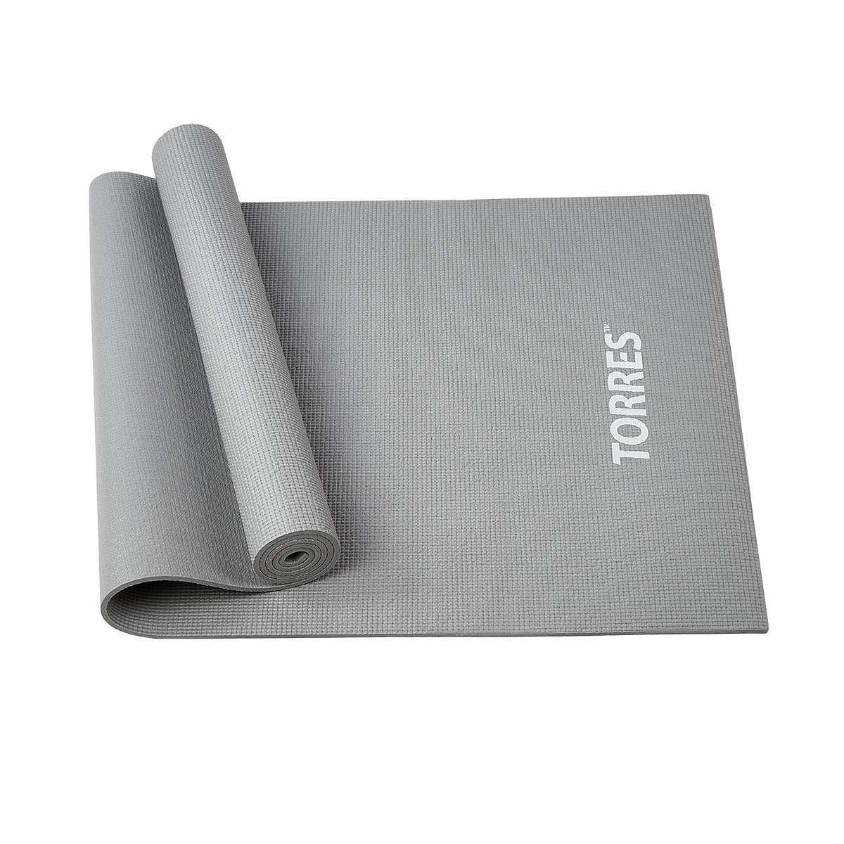 Коврик для йоги TORRES Relax 6, YL12236G, PVC 6 мм, нескользящее покрытие, серый