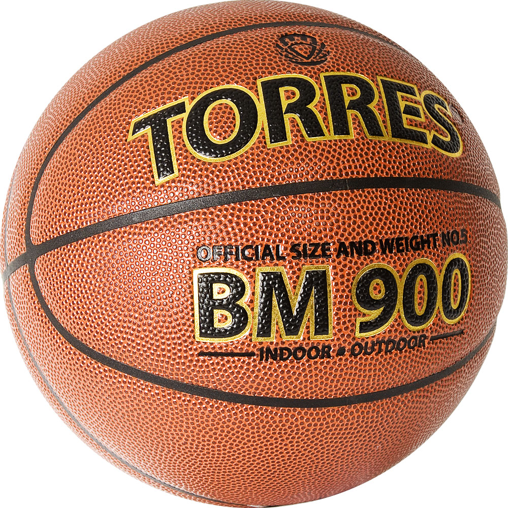 Мяч баск. TORRES BM900, B32035, р.5, ПУ-композит, нейлон корд, бутил. камера, коричневый