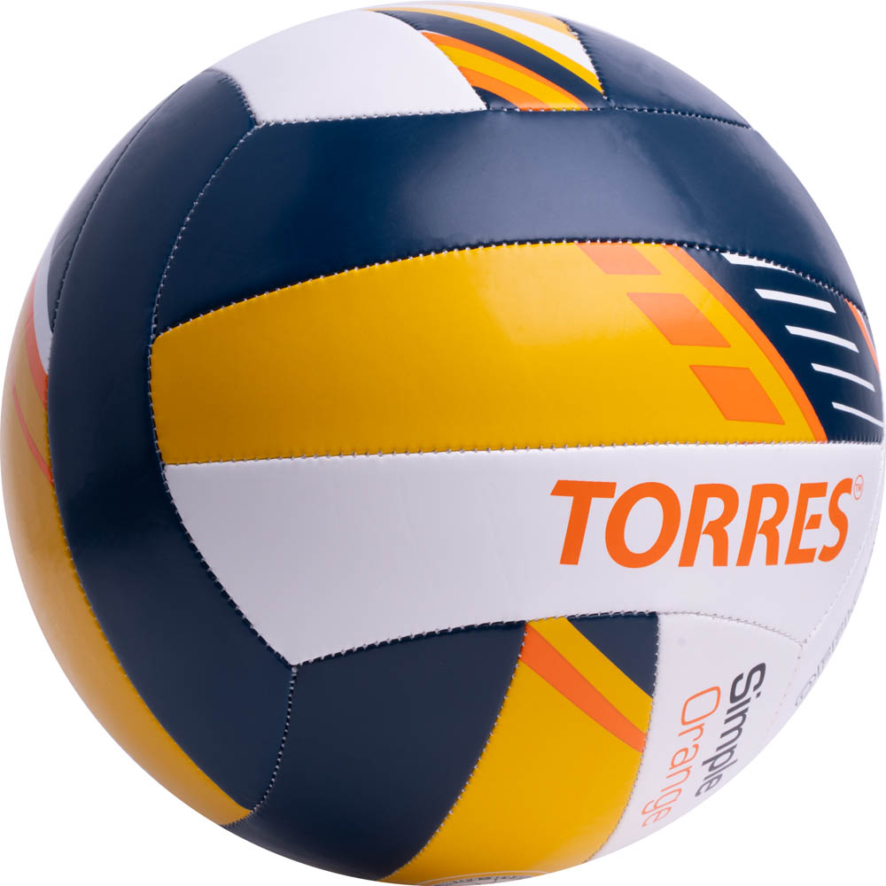 Мяч вол. TORRES Simple Orange, V323125, р.5, синт.кожа (ТПУ), маш. сшивка, бут.кам,бел-желт-синий