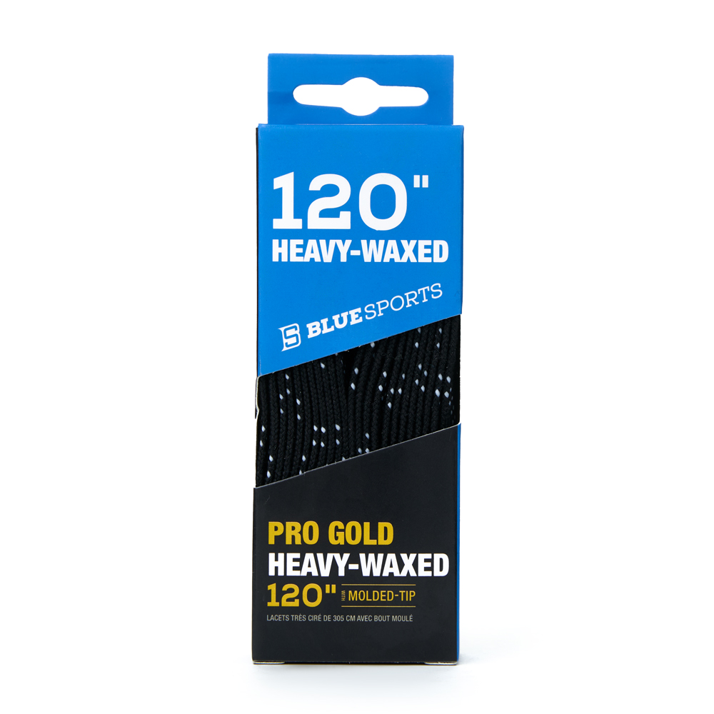 Шнурки для коньков Blue Sports Pro Gold Heavy Waxed, 903010-BKWH-304, полиэстер, 304см, черно-белый
