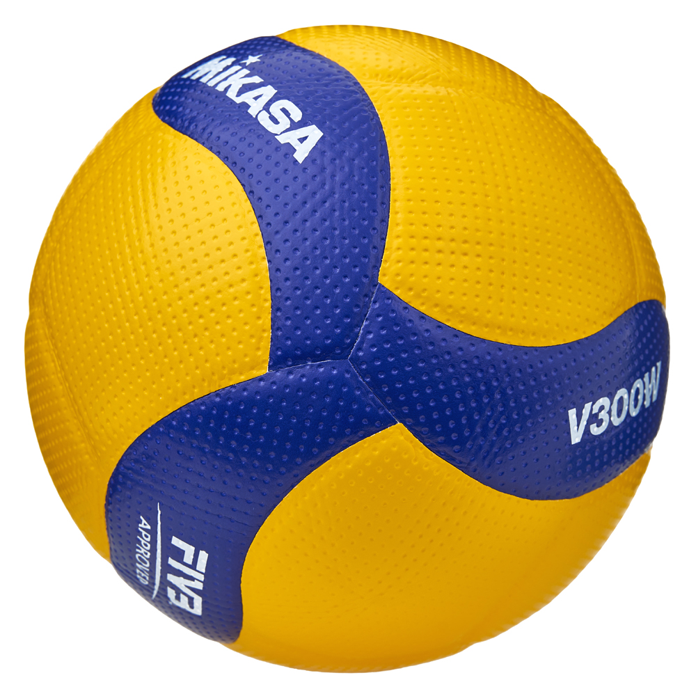 Мяч вол. MIKASA V300W, р.5, FIVB Appr, 18 пан, синт.кожа (микрофиб), клееный, бут.кам, желто-синий