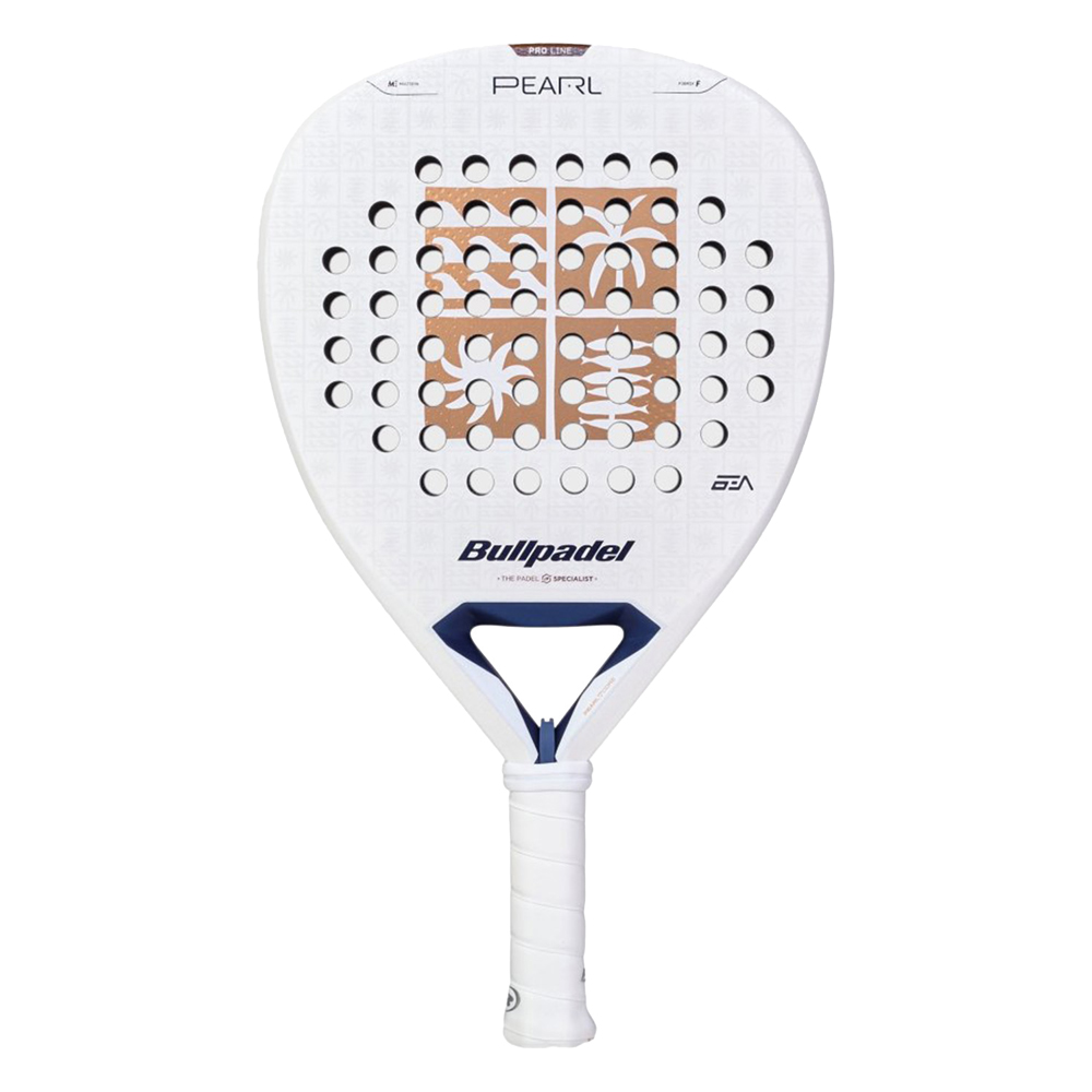 Ракетка для падела BULLPADEL Pearl 27, 497249, для проф-в, стекловолокно,карбон, бело-золотистый