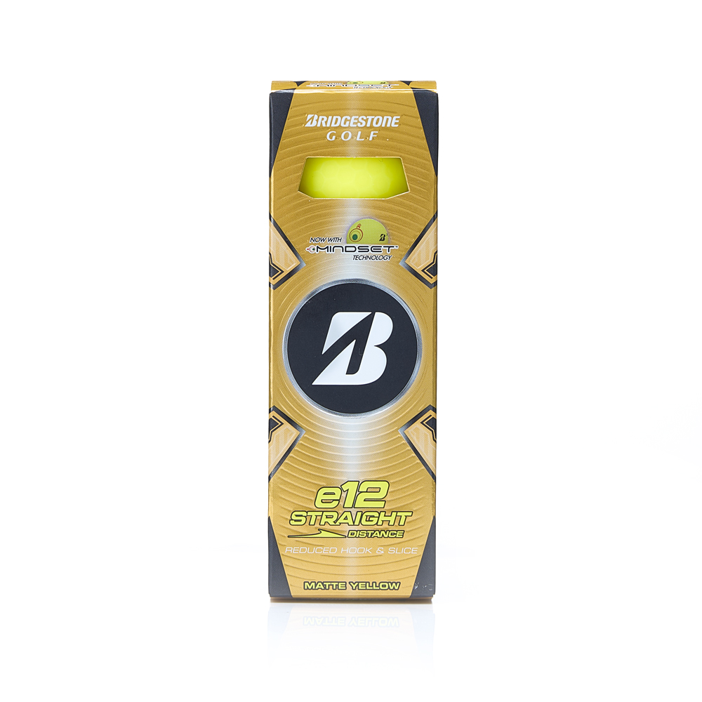 Мяч для гольфа Bridgestone e12 Straight Matte Yellow, BGB5CYX, 3 шт/уп, желтый