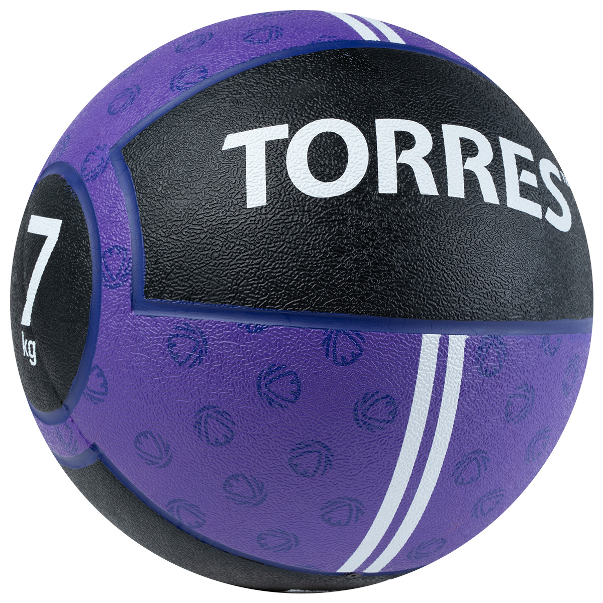Медбол TORRES 7 кг, AL00237, резина, диаметр 25,4 см, фиолетово-черный