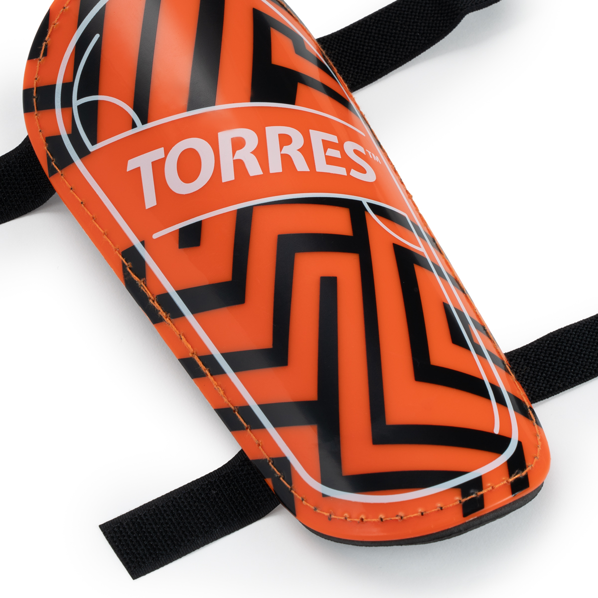 Щитки футбольные TORRES Club, FS2307L, р. L, без голеностопа, две заст. на лип, оранжево-черный