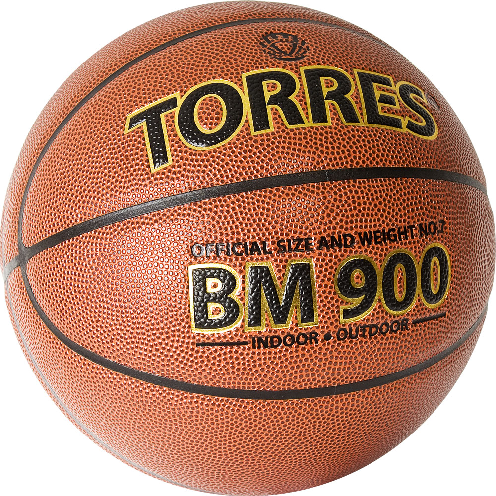 Мяч баск. TORRES BM900, B32037, р.7, ПУ-композит, нейлон.корд, бутил. камера, коричневый