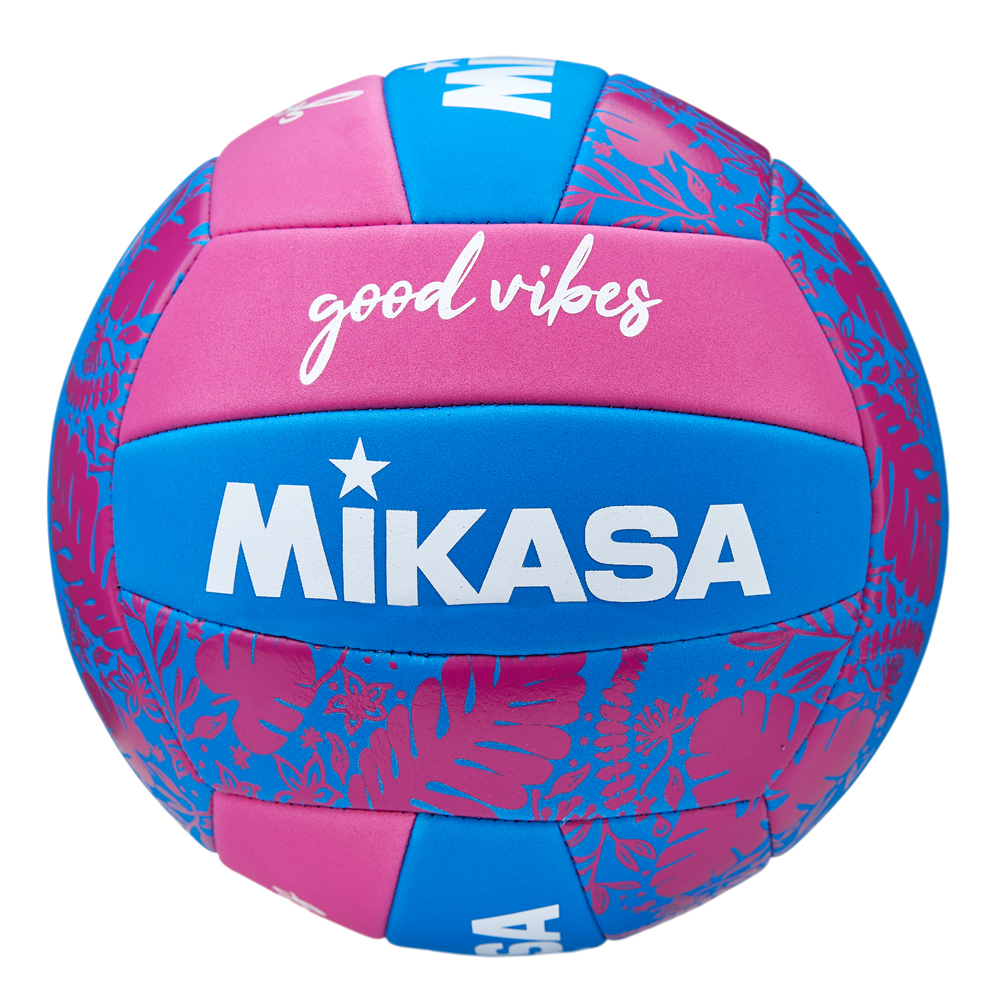 Мяч вол. пляжн. MIKASA BV354TV-GV-BP, синт.кожа (ТПЕ),маш.сш.,18 панелей, бут.кам, сине-розов