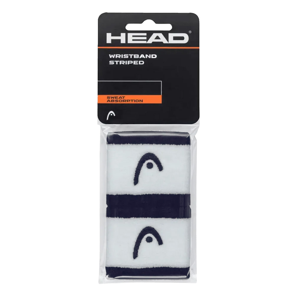 Напульсники HEAD 2,5" stripped, 285865-NVWH, ширина 7см, 90% нейлон, 10% эластан, пара, бело-т.синий
