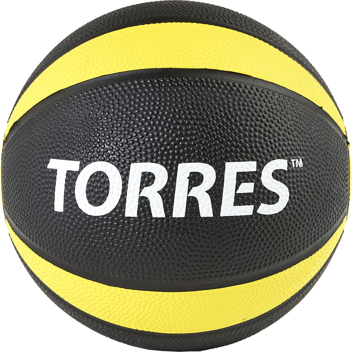 Медбол TORRES 1 кг, AL00221, резина, диаметр 19,5 см, черно-желтый