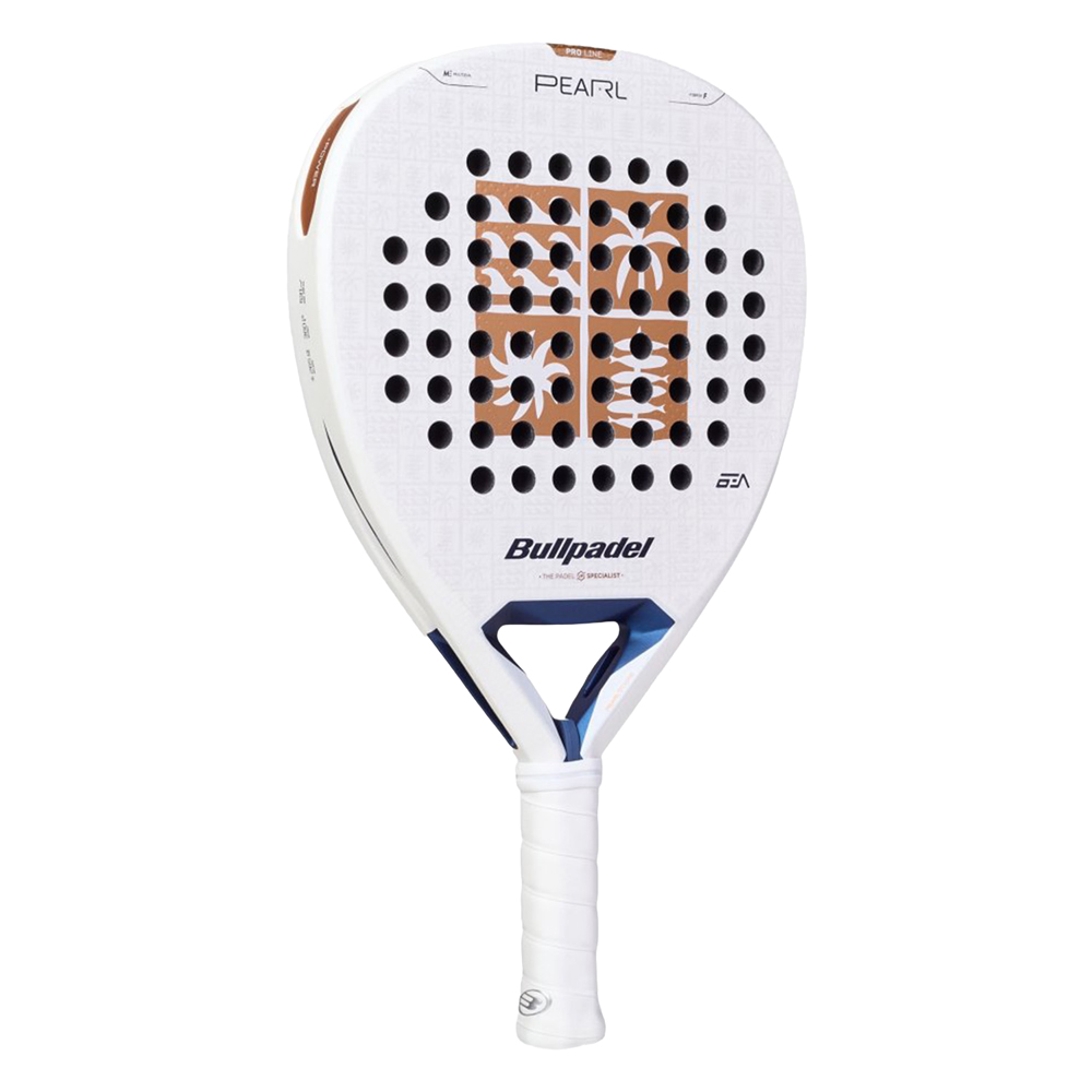 Ракетка для падела BULLPADEL Pearl 27, 497249, для проф-в, стекловолокно,карбон, бело-золотистый