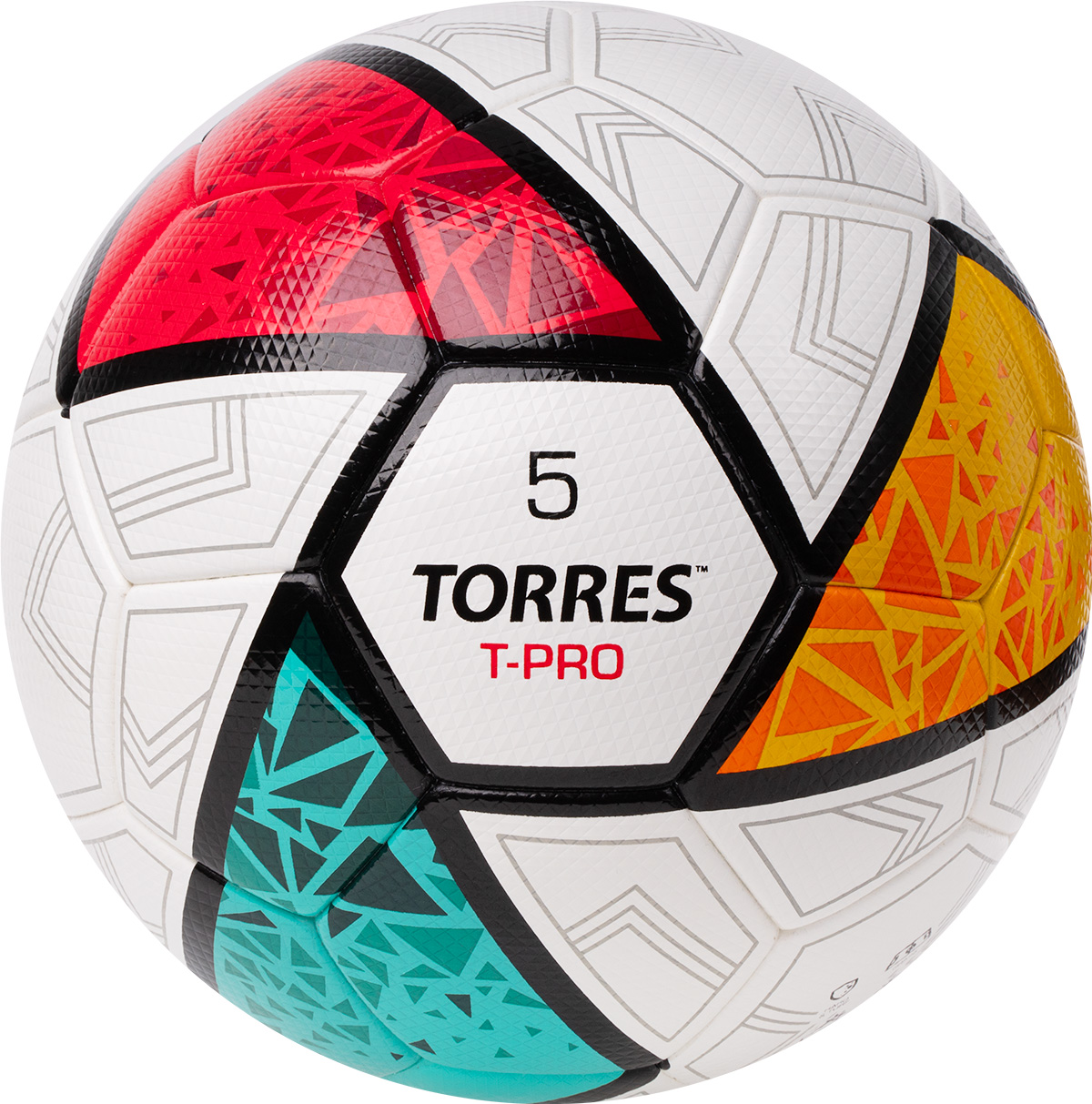 Мяч футб. TORRES T-Pro, F323995, р.5, 32 панел. EPU-Microf, 4 подкл. сл, термосшив, бело-мульт