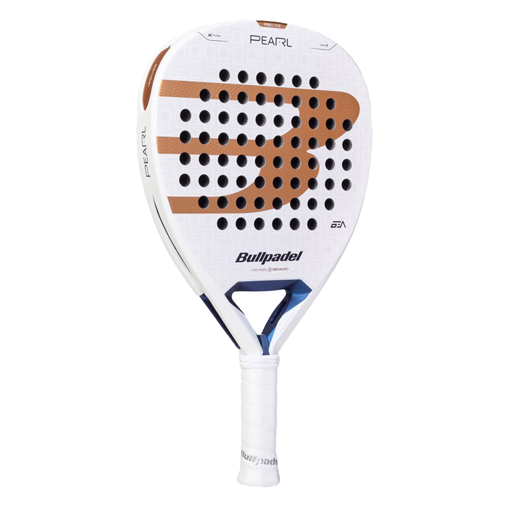 Ракетка для падела BULLPADEL Pearl 27, 497249, для проф-в, стекловолокно,карбон, бело-золотистый