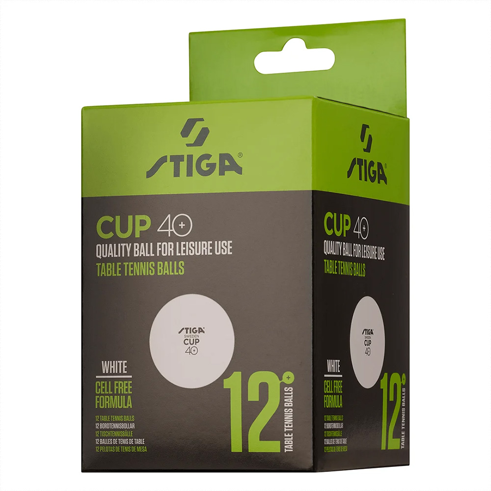 Мяч для наст. тенниса Stiga Cup ABS, 1110-2510-12, диам.40+мм, пластик, упак. 12 шт, белый