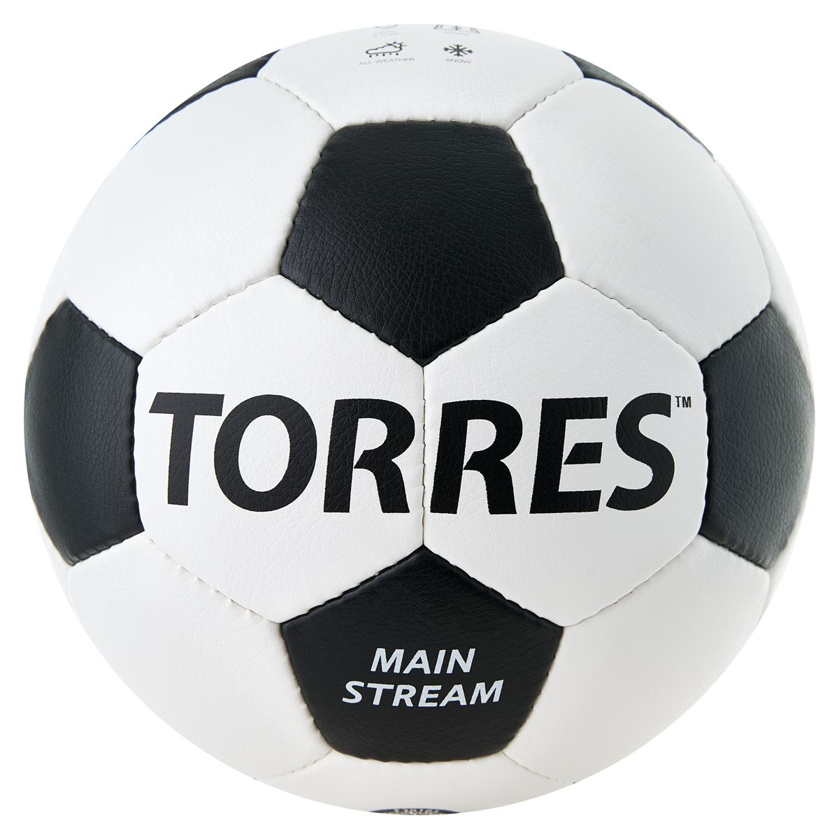 Мяч футб. TORRES Main Stream, F30185, р.5, 32 пан. ПУ, 4 под. слоя, руч. сшивка, бело-черный