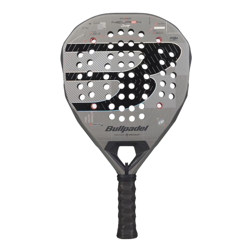 Ракетка для падела BULLPADEL Neuron 02 Comfort 27, 497243,для продв.игр., стекловолокно,карбон, сер.